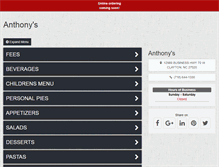 Tablet Screenshot of anthonys.menufy.com